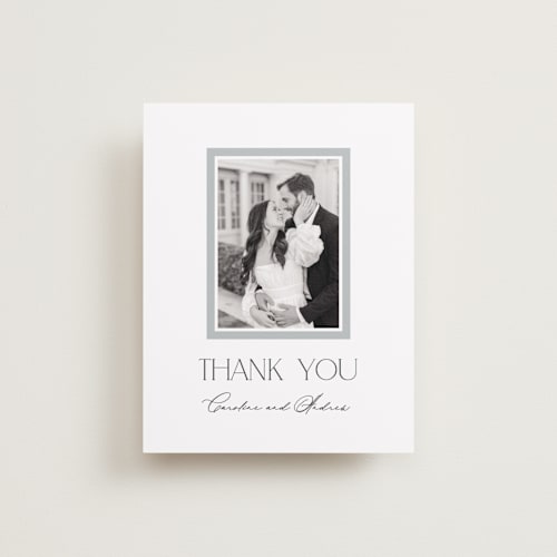 This is a cotton wedding thank you cards with standard by Vanessa Doyle called contemporary printing on recycled smooth signature in standard