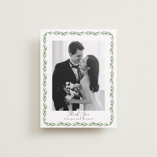 This is a coastal wedding thank you cards with standard by Susan Moyal called hydrangea vine printing on recycled smooth signature in standard