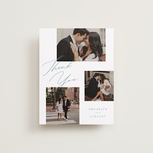 This is a sky wedding thank you cards with standard by Kelly Schmidt called merryvale printing on recycled smooth signature in standard