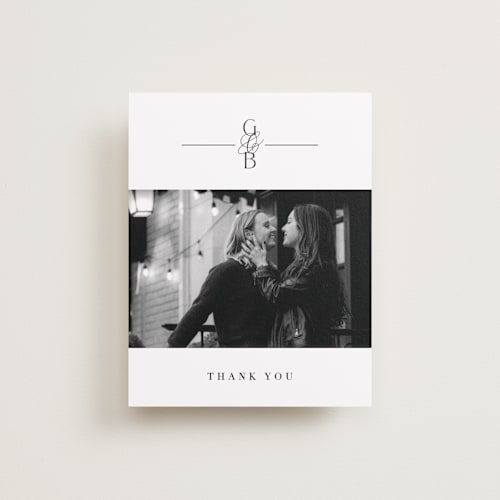 This is a caviar wedding thank you cards with standard by Olivia Raufman called grand scale printing on recycled smooth signature in standard