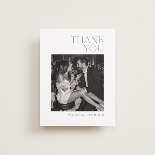 This is a clover wedding thank you cards with standard by Kelly Schmidt called victoria printing on recycled smooth signature in standard