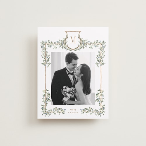This is a lake wedding thank you cards with standard by Leah Bisch called arbour printing on recycled smooth signature in standard