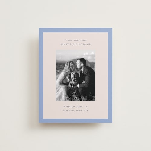 This is a canopy wedding thank you cards with standard by Pixel and Hank called threaded printing on recycled smooth signature in standard