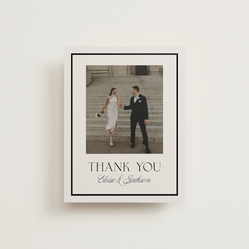This is a onyx wedding thank you cards with standard by Laura Hankins called galleria printing on recycled smooth signature in standard