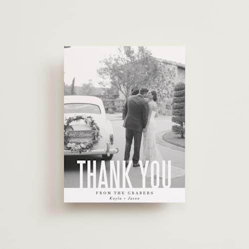 This is a cotton wedding thank you cards with standard by Jessie Steury called monumental printing on recycled smooth signature in standard