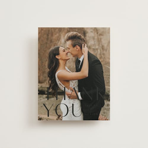 This is a onyx wedding thank you cards with standard by Robert and Stella called amara printing on recycled smooth signature in standard