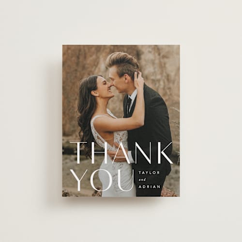 This is a sage wedding thank you cards with standard by Robert and Stella called amara printing on recycled smooth signature in standard