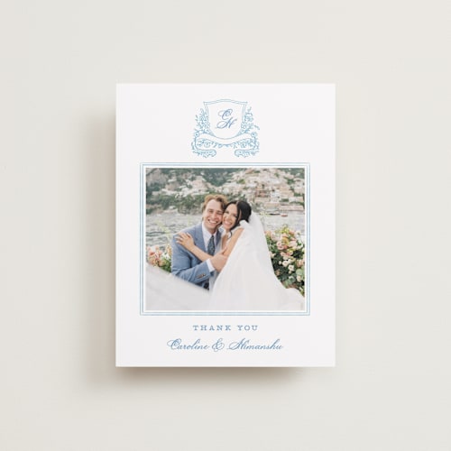 This is a capri wedding thank you cards with standard by Creo Study called royalty printing on recycled smooth signature in standard