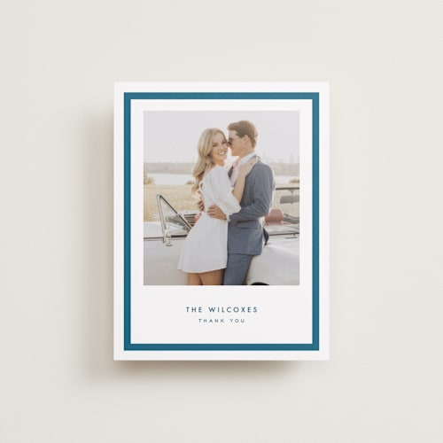 This is a ocean wedding thank you cards with standard by Kelly Schmidt called coast printing on recycled smooth signature in standard