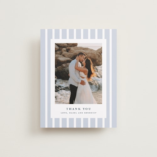 This is a powder blue wedding thank you cards with standard by chocomocacino called melihrolo printing on recycled smooth signature in standard