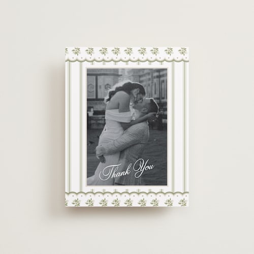 This is a petal wedding thank you cards with standard by Lisa Joanna Harrison called summer fields printing on recycled smooth signature in standard