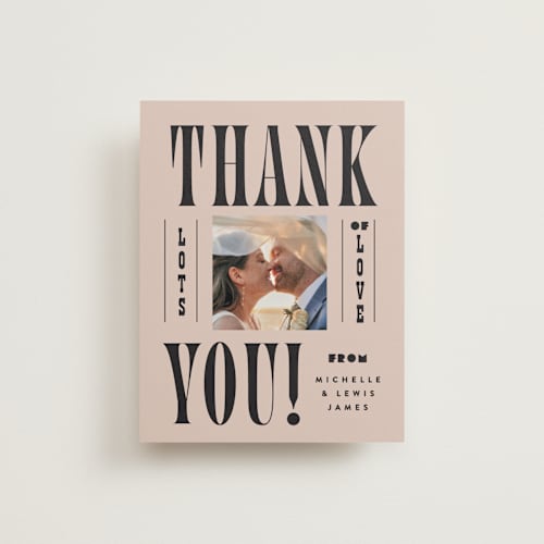 This is a noir wedding thank you cards with standard by Alethea and Ruth called bold stack printing on recycled smooth signature in standard