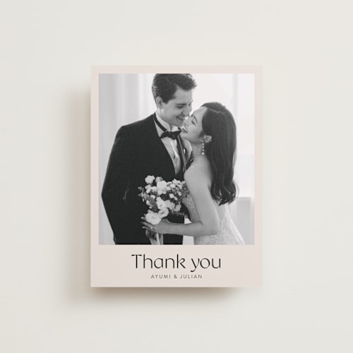 This is a ivory wedding thank you cards with standard by Melanie Kosuge called ayumi printing on recycled smooth signature in standard