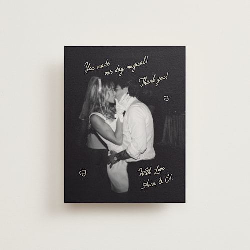 This is a oat wedding thank you cards with standard by Helena Vitto called love rests in a garden printing on recycled smooth signature in standard