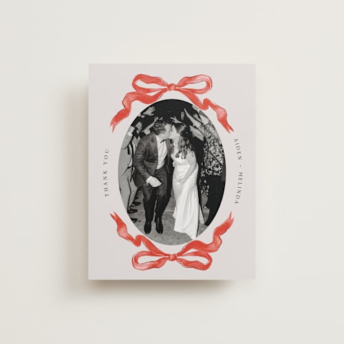 This is a candy wedding thank you cards with standard by Pati Cascino called gibson printing on recycled smooth signature in standard