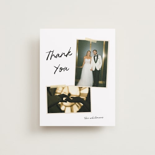 This is a noir wedding thank you cards with standard by Morgan Kendall called album printing on recycled smooth signature in standard
