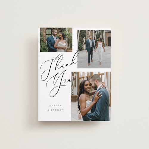 This is a snow wedding thank you cards with standard by AK Graphics called whimsy printing on recycled smooth signature in standard