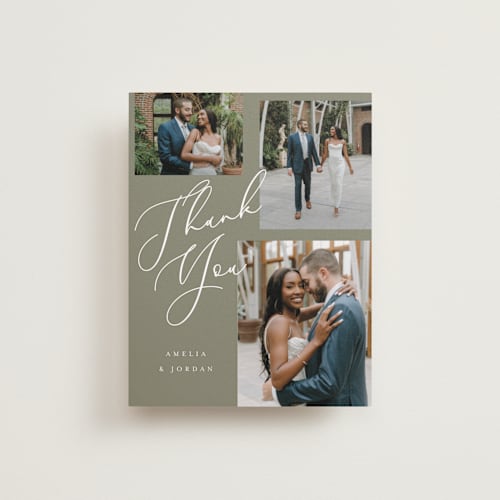 This is a greenery wedding thank you cards with standard by AK Graphics called whimsy printing on recycled smooth signature in standard