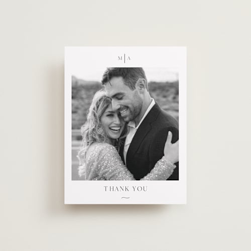 This is a obsidian wedding thank you cards with standard by Lucrecia Caporale called classic & timeless printing on recycled smooth signature in standard