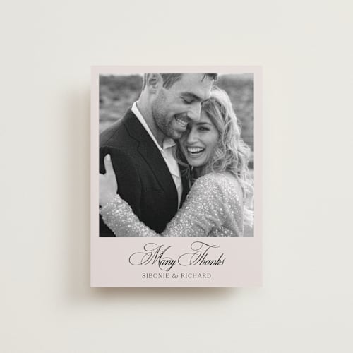 This is a ivory wedding thank you cards with standard by Melanie Kosuge called sibonie printing on recycled smooth signature in standard