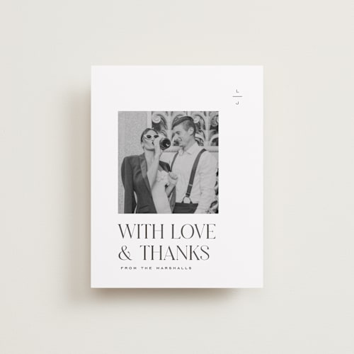 This is a diamond wedding thank you cards with standard by Heather Cairl called clarity printing on recycled smooth signature in standard