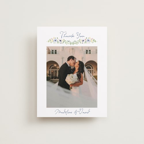 This is a meadow wedding thank you cards with standard by Petra Kern called meadow whisper printing on recycled smooth signature in standard
