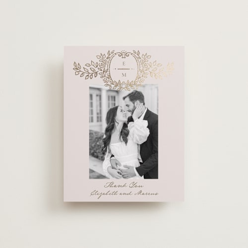 This is a vanilla wedding thank you cards with foil pressed by Petra Kern called manuet printing on recycled smooth signature in standard