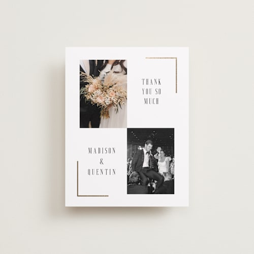 This is a lily wedding thank you cards with foil pressed by Heather Schertzer called documentary printing on recycled smooth signature in standard
