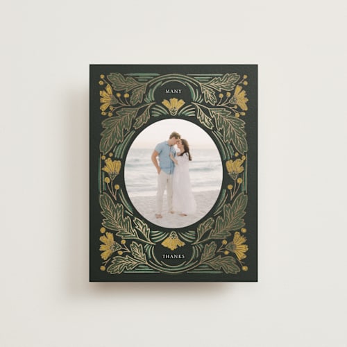 This is a buttercup wedding thank you cards with foil pressed by Jen Owens called embellished printing on recycled smooth signature in standard