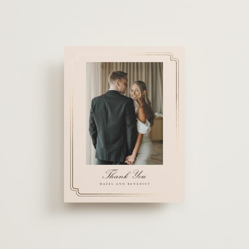 This is a bisque wedding thank you cards with foil pressed by chocomocacino called lussekatter printing on recycled smooth signature in standard