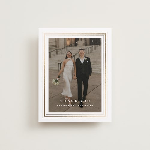 This is a chantilly wedding thank you cards with foil pressed by Wildfield Paper Co called hampton printing on recycled smooth signature in standard