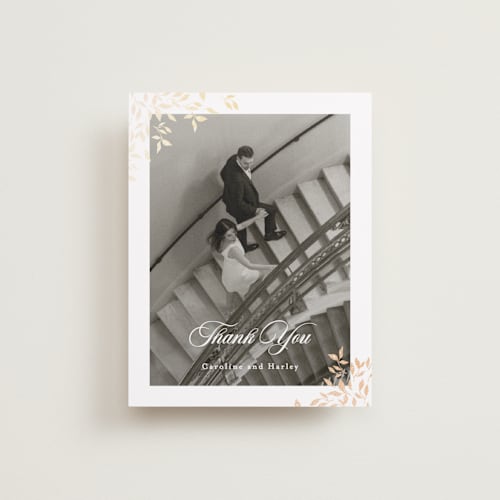 This is a chiffon wedding thank you cards with foil pressed by Kristie Kern called aperol printing on recycled smooth signature in standard