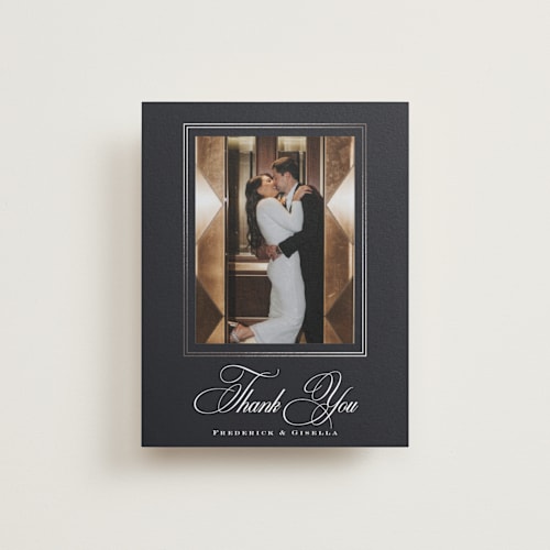 This is a noir wedding thank you cards with foil pressed by chocomocacino called tompouce printing on recycled smooth signature in standard