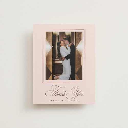 This is a tea rose wedding thank you cards with foil pressed by chocomocacino called tompouce printing on recycled smooth signature in standard