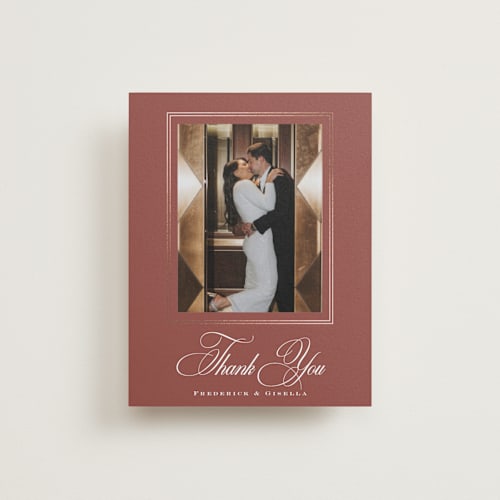 This is a cinnamon wedding thank you cards with foil pressed by chocomocacino called tompouce printing on recycled smooth signature in standard