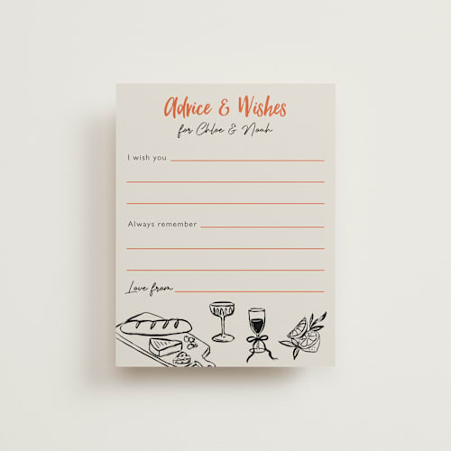 This is a sunset bridal shower insert cards with standard by Elly called gathering printing on signature in standard