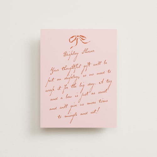 This is a poppy bridal shower insert cards with standard by Susan Zinader called classique printing on signature in standard