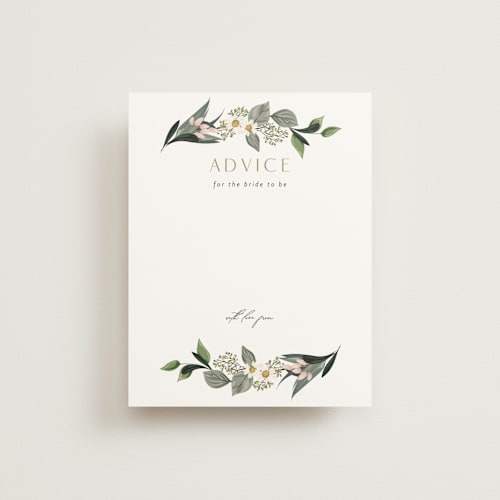 This is a petal bridal shower insert cards with standard by Susan Moyal called country garden printing on signature in standard