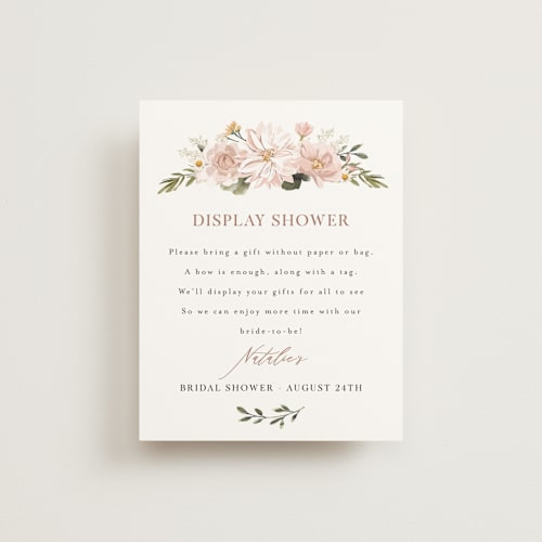 This is a rose bridal shower insert cards with standard by Susan Moyal called floral wisp printing on signature in standard