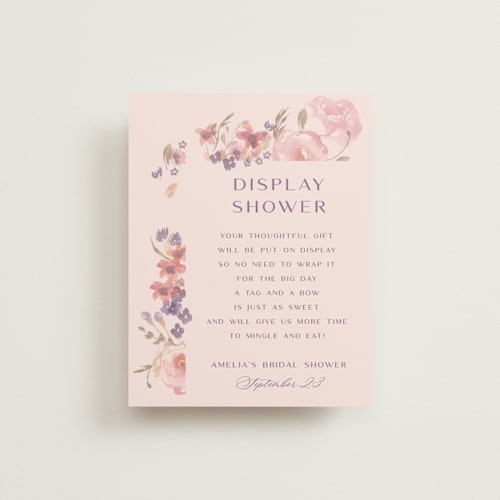 This is a blush bridal shower insert cards with standard by Teju Reval called sweet dreams printing on signature in standard