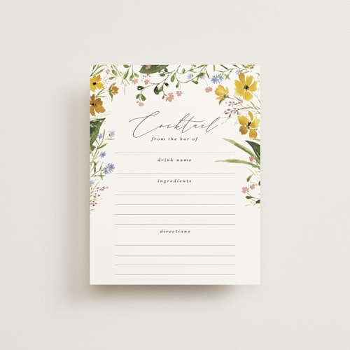 This is a sunshine bridal shower insert cards with standard by Kate Ahn called briar printing on signature in standard