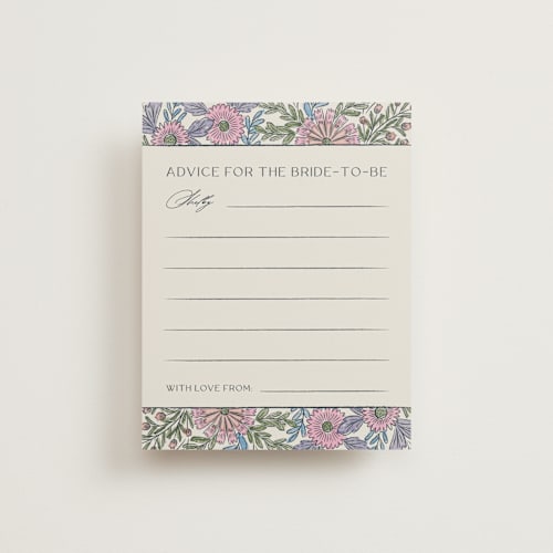 This is a hydrangea bridal shower insert cards with standard by Jen Owens called fragrance printing on signature in standard