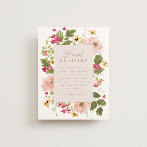 This is a carnation bridal shower insert cards with standard by Everett Paper Goods called felicity printing on signature in standard