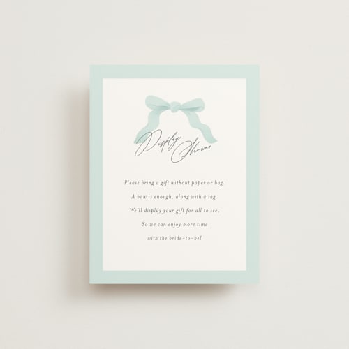 This is a tiffany blue bridal shower insert cards with standard by Paper Raven Co. called dainty printing on signature in standard