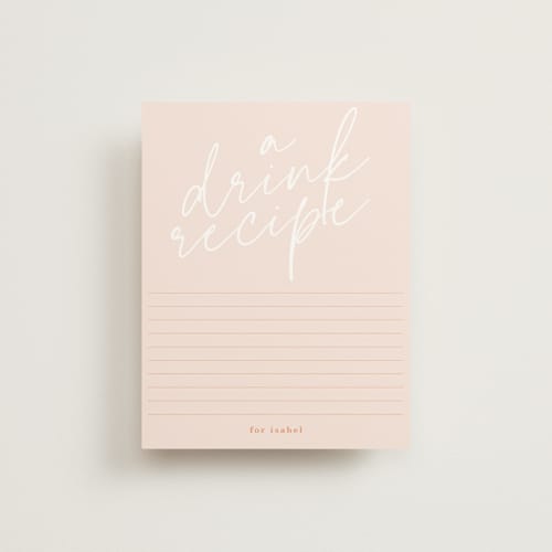 This is a blush bridal shower insert cards with standard by Baumbirdy called flower cheers printing on signature in standard