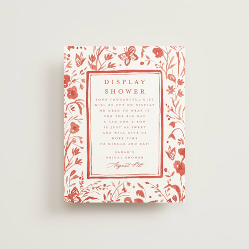 This is a scarlet bridal shower insert cards with standard by Teju Reval called romantic fields printing on signature in standard