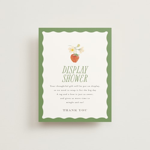 This is a strawberry bridal shower insert cards with standard by Itsy Belle Studio called so berry sweet printing on signature in standard