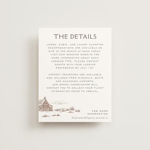 This is a leather enclosure cards with standard by Jenna Holcomb called mountain ranch toile printing on signature in standard