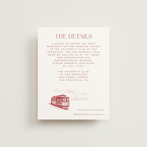 This is a scarlet enclosure cards with standard by Jenna Holcomb called san francisco toile printing on signature in standard