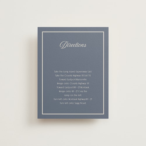 This is a french blue enclosure cards with standard by Nicoletta Savod called ritzy printing on signature in standard